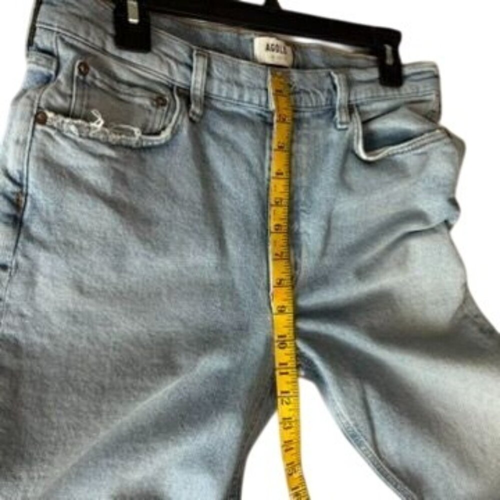 Agolde Merrel Womens Light Wash Distressed Frayed Hem High-Rise Jeans Size 30 - Picture 9 of 12
